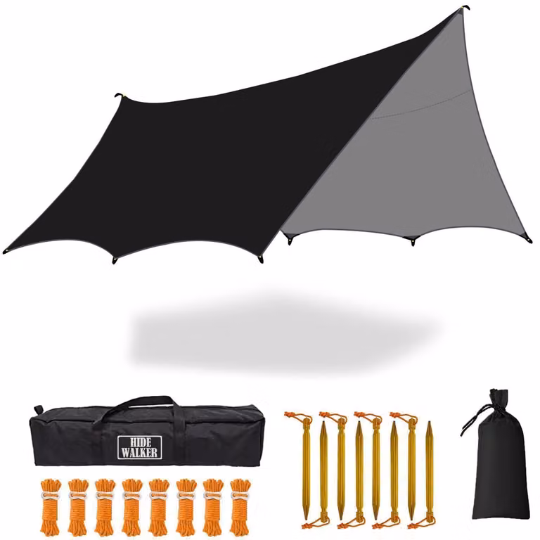 Tenda esagonale, dimensioni 5,1 x 55,1 metri, impermeabile, per 8-10 persone, colore nero