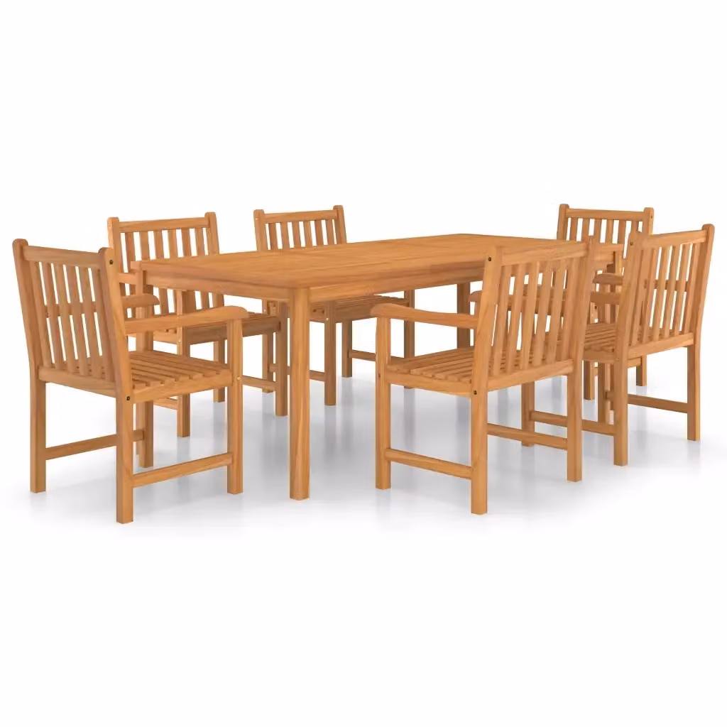 Set da pranzo da giardino vidaXL in legno di teak marrone, 7 pezzi, L: 200 cm, P: 100 cm – 2