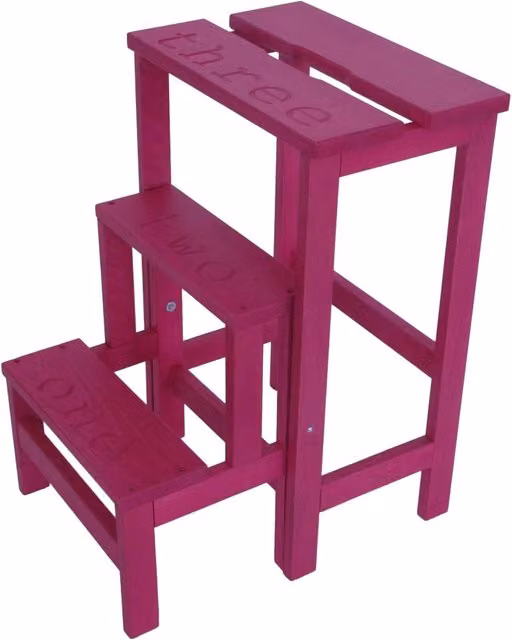 Sgabello Scaletta GIORDANOSHOP in Legno di Faggio Rosa L/P/H: 60 x 40 x 46 cm