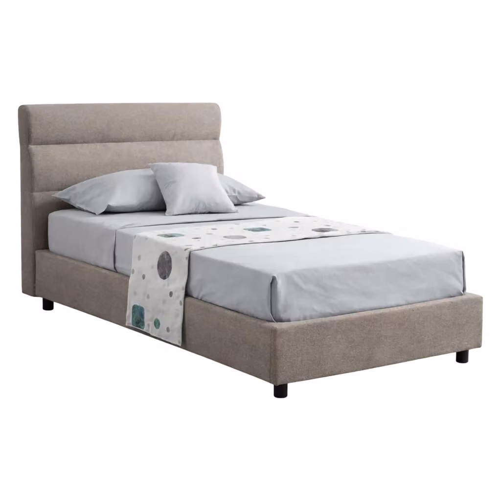 Letto Singolo Brez Grigio Tortora e Beige con Rivestimento Sfoderabile Made in Italy L/P/H: 190 x 80 cm – 2