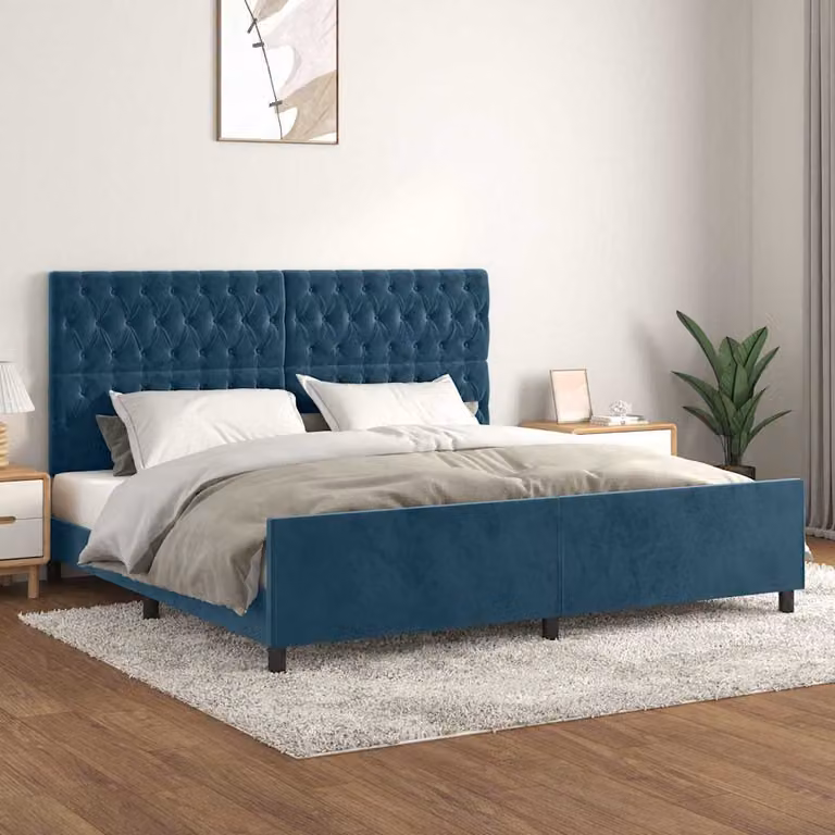 vidaXL Giroletto senza Materasso Blu Scuro 200x200 cm in Velluto