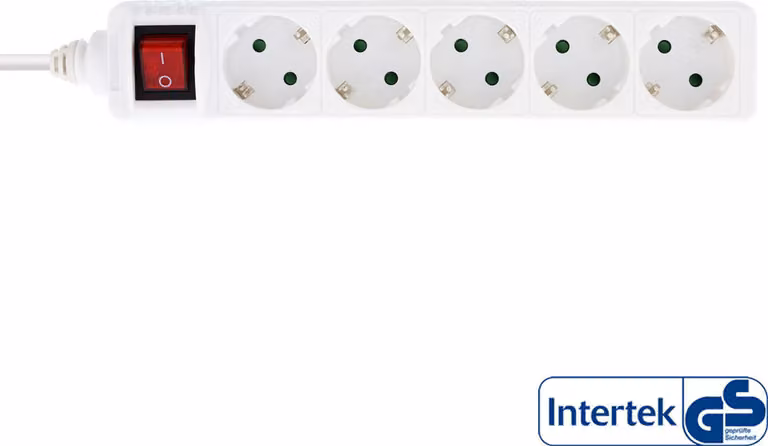 InLine® 16451G Striscia di prese, contatto di terra a 5 vie, con interruttore, 1,5 m, bianco