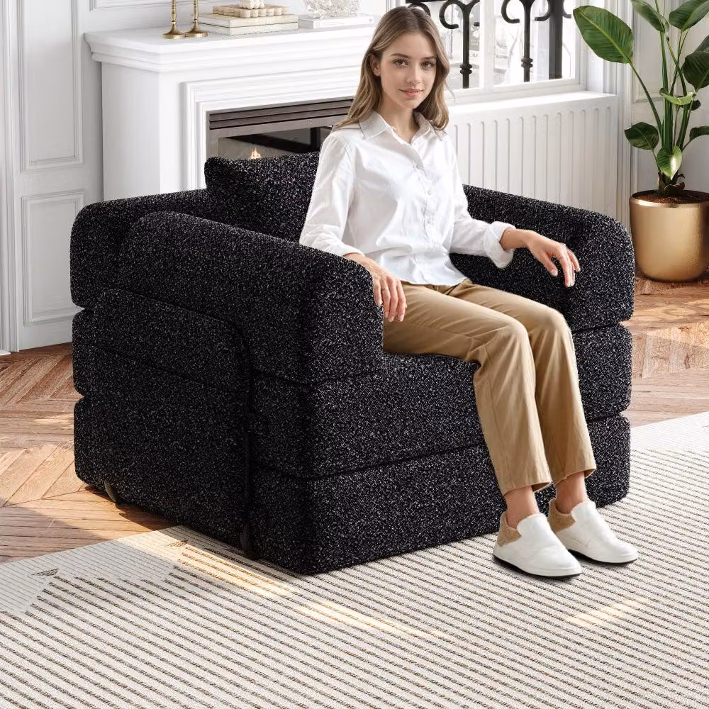 Divano letto - Divano trasformabile in letto - Letto aggiuntivo - Divano - Divano 2 in 1 in velluto chenille - Spazio contenitivo nell'bracciolo