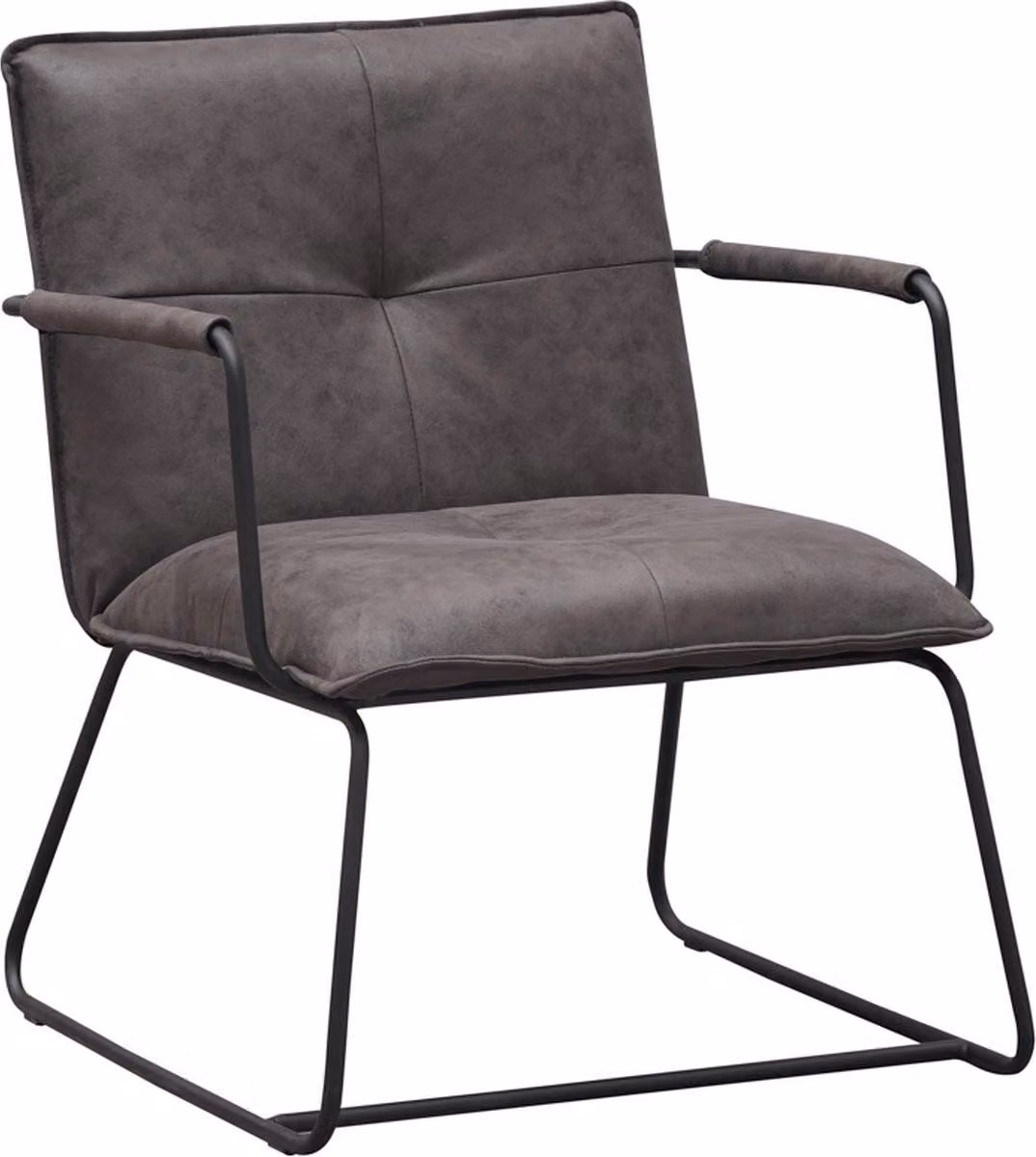 Happyment Luxe Sedia da pranzo XL - Sedia da cucina - Poltrona - Sedia imbottita - Gambe in acciaio - Schienale alto - Ecopelle - per soggiorno, camera da letto, sala da pranzo - Grigio