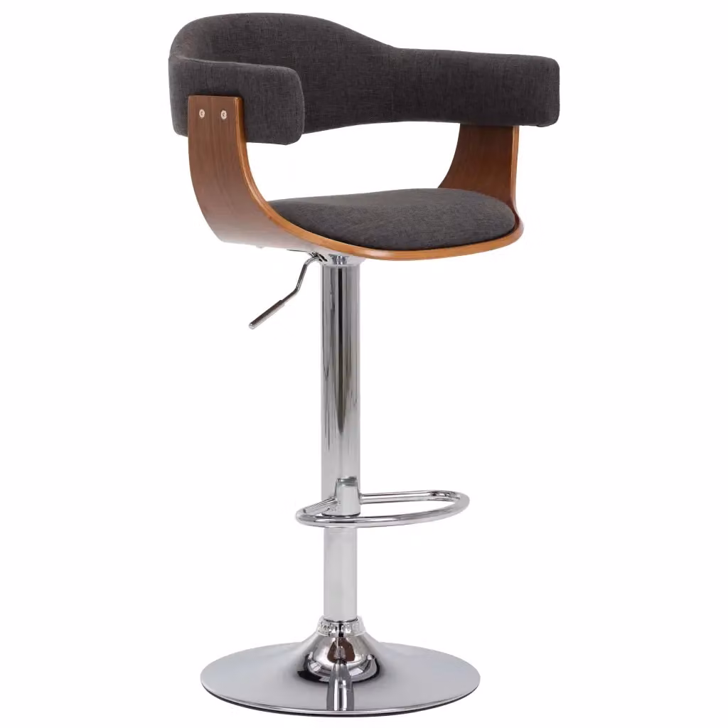 Set di 2 sgabelli da bar vidaXL in legno e tessuto grigio e marrone per soggiorno e sala da pranzo – 2