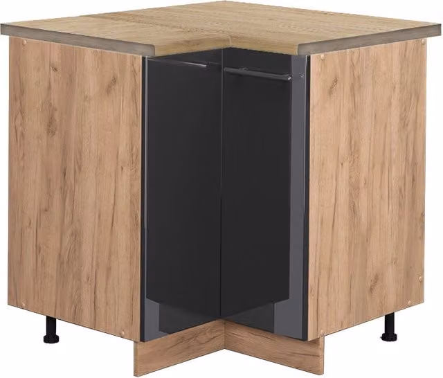 Mobile ad angolo cucina Fame-Line Antracite lucido/Rovere dorato 80.5 cm, PL Rovere Vicco