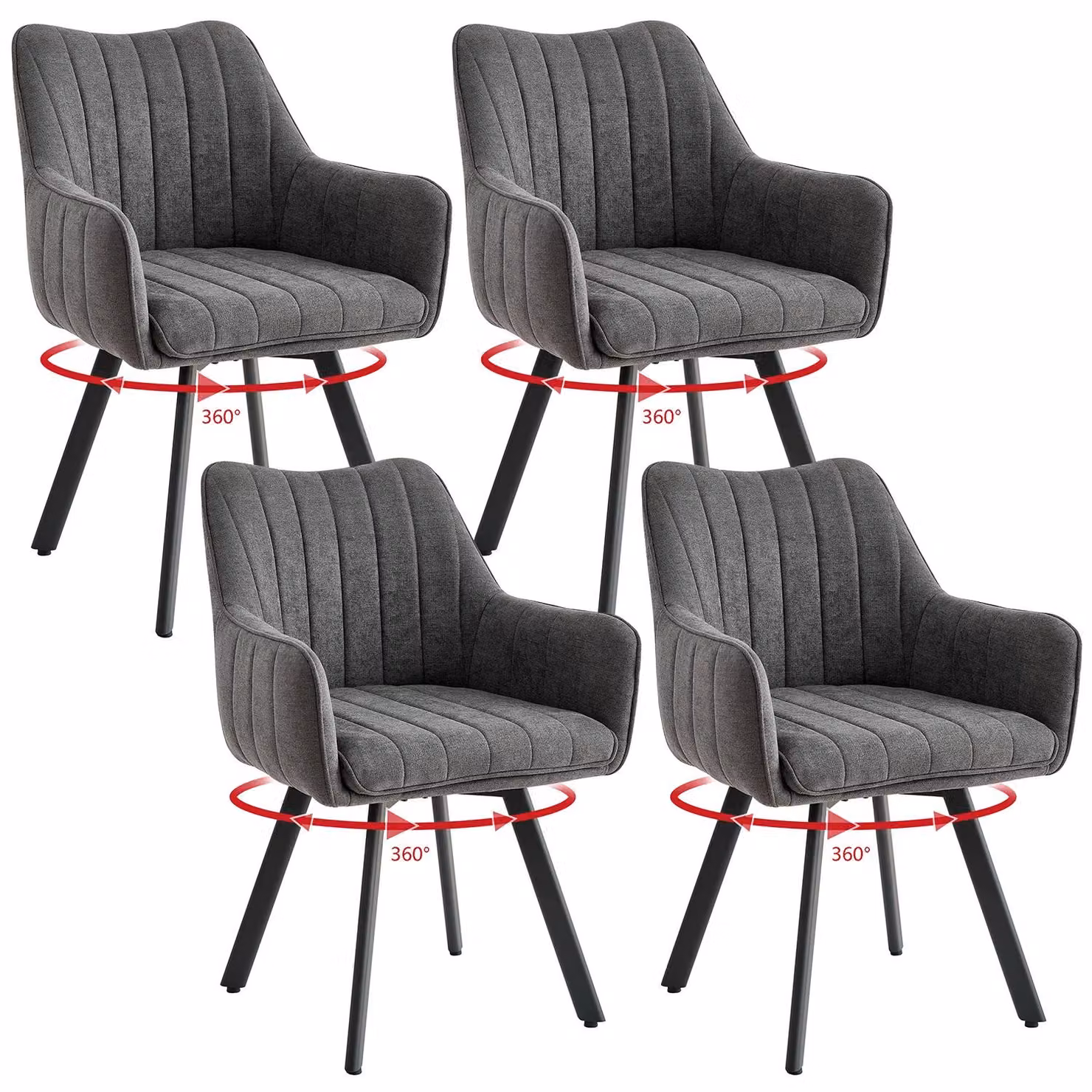 Sedie da pranzo - Set da 4 - Imbottite - Struttura in metallo - Stile moderno e minimalista - Adatte per cucina e sala da pranzo - Grigie