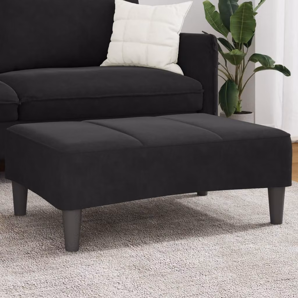 Poggiapiedi vidaXL in Velluto Nero L: 77 cm, P: 55 cm, H: 31 cm