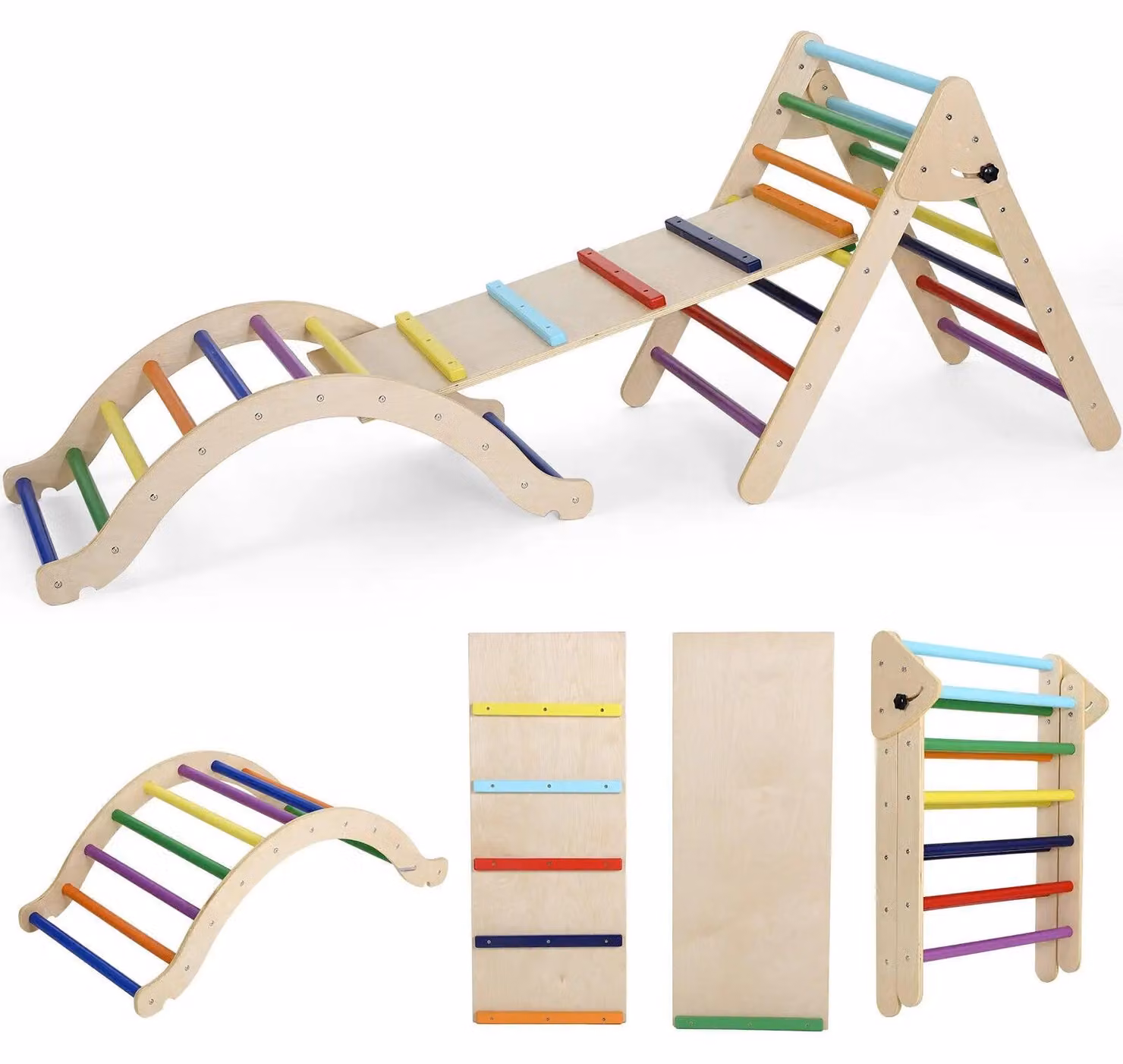 Attrezzature da gioco - Struttura per arrampicata - Scala da gioco - con scivolo e rampa - Pieghevole