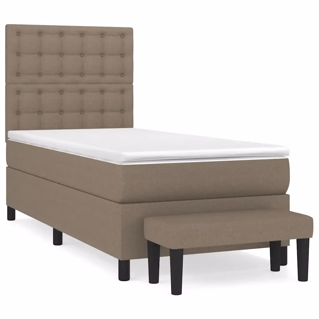 Letto Ibrido con Giroletto a Molle e Materasso vidaXL in Tessuto Beige e Bianco L/P: 200 x 80 cm – 2