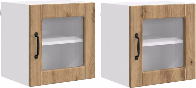 Mobile in vetro da parete PORTO 2 pcs Rovere artigianale