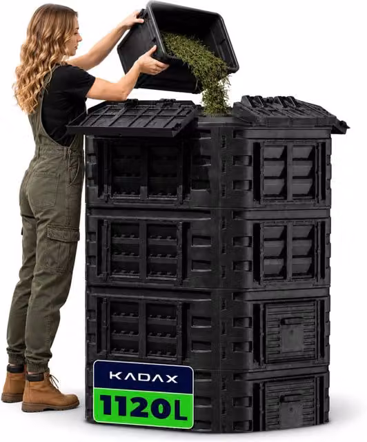 Compostiera modulare da giardino KADAX nera resistente al gelo per fertilizzanti – 1