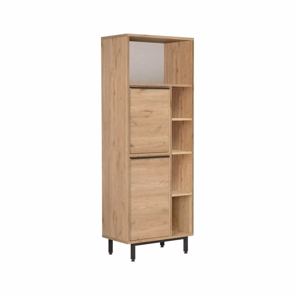 DMORA Merbok Mobile Colonna Moderno Marrone Noce con Ante a Battente, L/P/H: 36 x 45 x 160 cm – 2