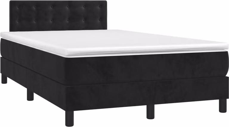 Giroletto a Molle con Materasso Nero 120x190 cm in Velluto