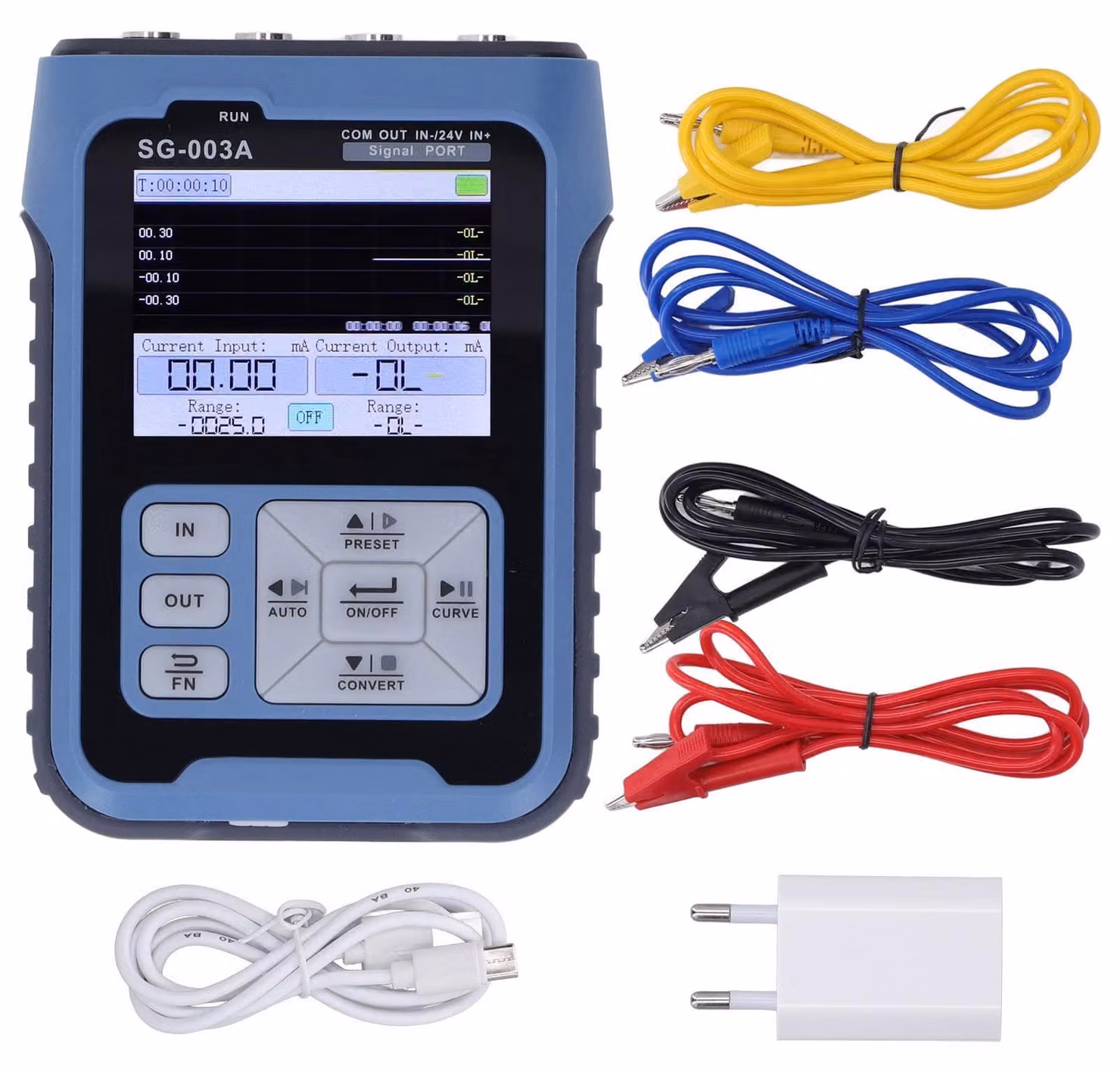 Generatore di segnale 0-24 mA / 0-24 V, con batteria da 26 ore, per test di PLC