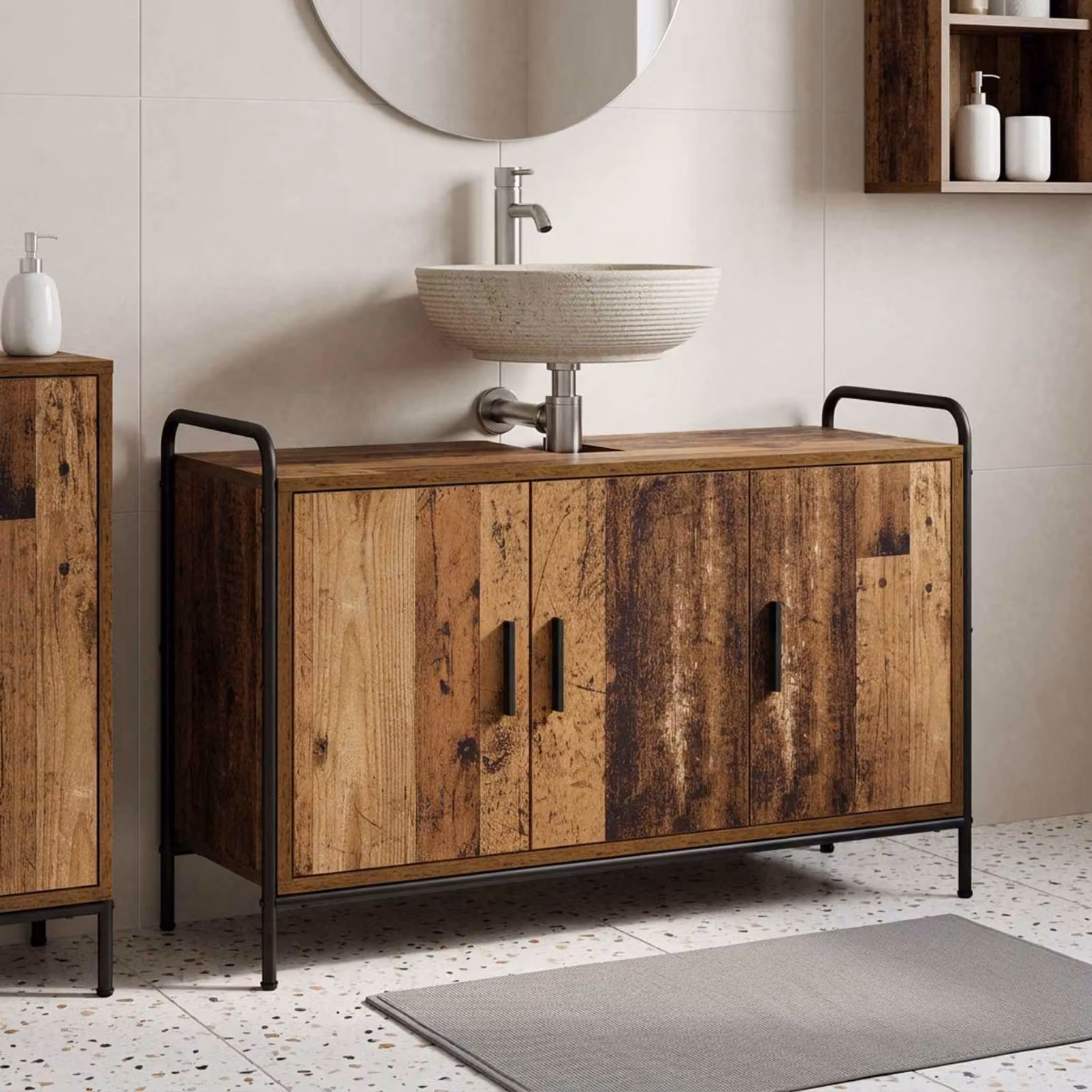 vidaXL Mobile da Bagno Legno antico 95 x 34 x 61 cm