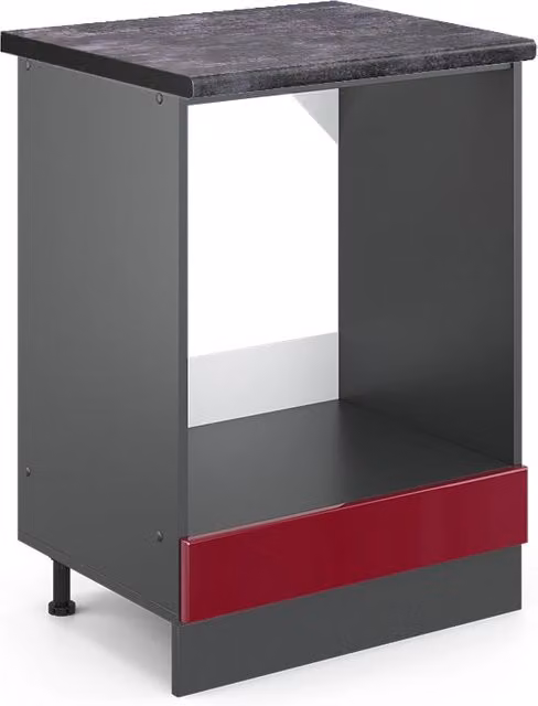 Mobile per forno da incasso Vicco R-Line Rosso lucido e Antracite, L: 60 cm – 1