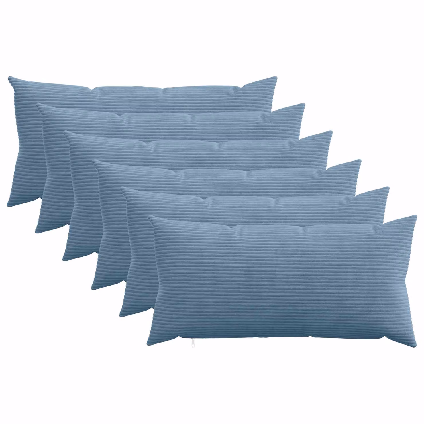 Set di 6 federe vidaXL HEERLEN in velluto a coste blu, L 70 cm x P 40 cm