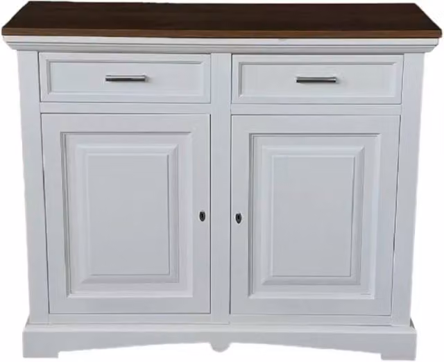 Credenza shabby chic a 2 ante in legno bicolore bianco e noce Mobili 2G L: 117 cm, P: 46 cm, H: 96 cm – 2