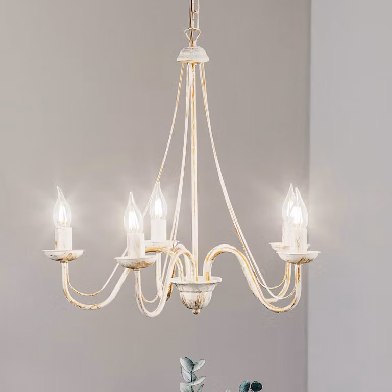 Lampadario a soffitto Malbo HELAM, dimmerabile, Bianco / Opale, Soggiorno / Sala da pranzo, Metallo, Lampadario