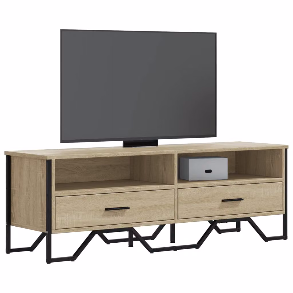 Mobile TV stand vidaXL in legno Rovere Sonoma e metallo, L 122 cm x P 34 cm x H 41 cm