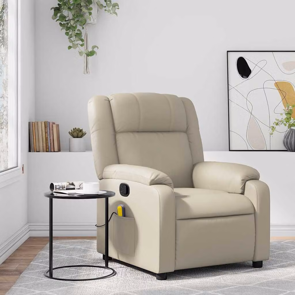 vidaXL Poltrona reclinabile relax in similpelle beige con braccioli
