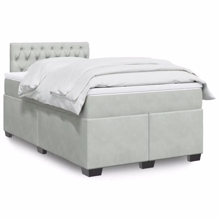 vidaXL Giroletto a Molle con Materasso Ibrido in Velluto Grigio Chiaro L/P/H: 200 x 120 x 100,5 cm