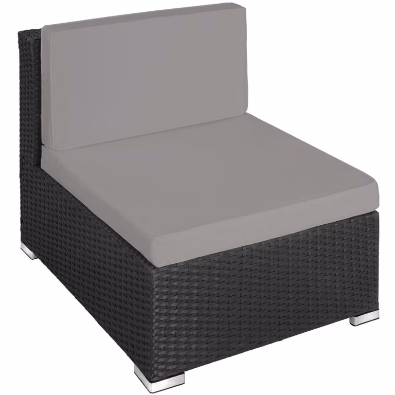 Salottino in rattan Venezia TecTake GmbH nero/grigio per giardino L: 69,5 cm, P: 59,5 cm, H: 68,0 cm