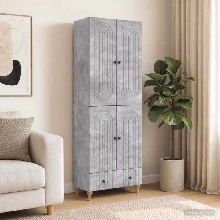 Set di 2 armadi moderni vidaXL in MDF grigio opaco con ripiani e cassetti
