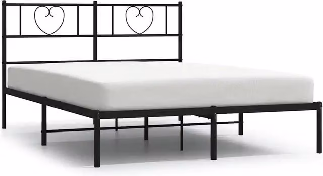 Letto matrimoniale con testiera in metallo nero opaco DESIGN IN L/P/H: 150 x 200 cm