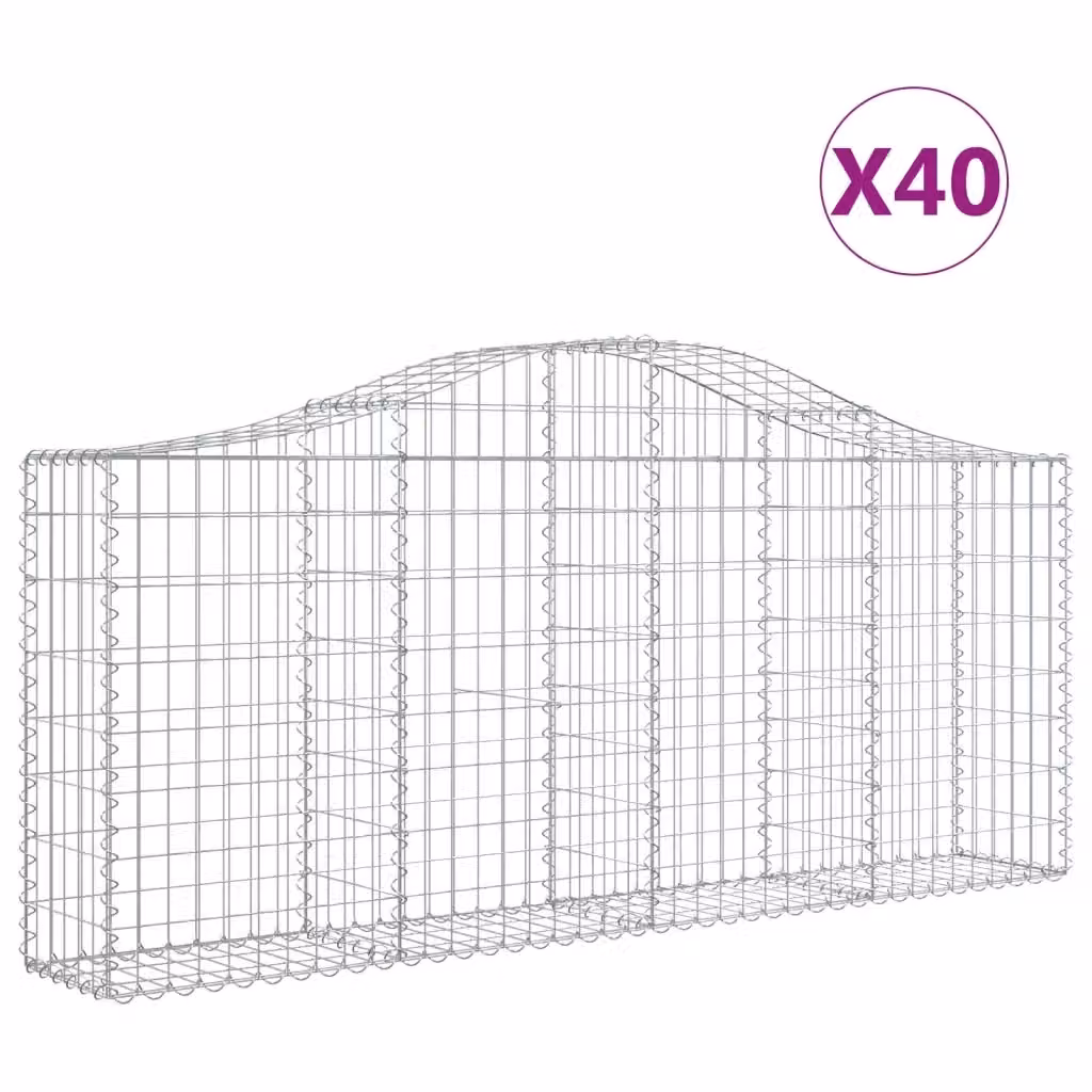 Set di 40 Cesti Gabbioni ad Arco vidaXL in Acciaio Zincato Argento L: 200 cm, P: 30 cm, H: 80-100 cm – 2