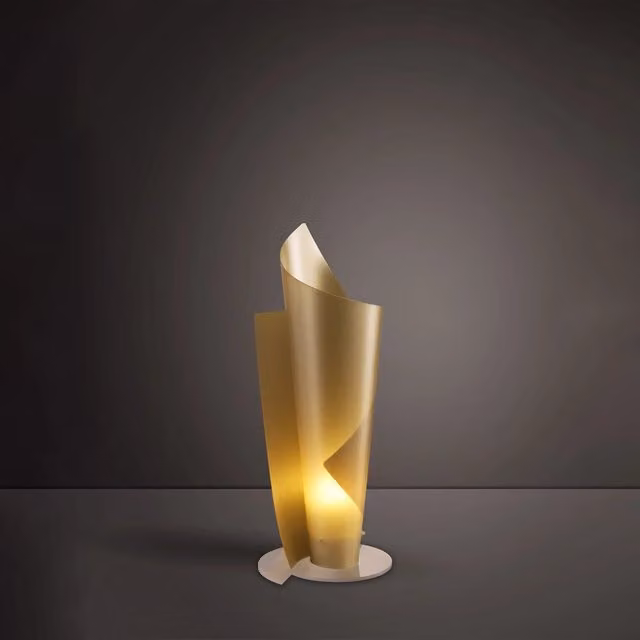 Lampada da scrivania moderna Vela Polilux Linea Zero, colore oro e bianco, con attacco E27, Altezza: 70 cm