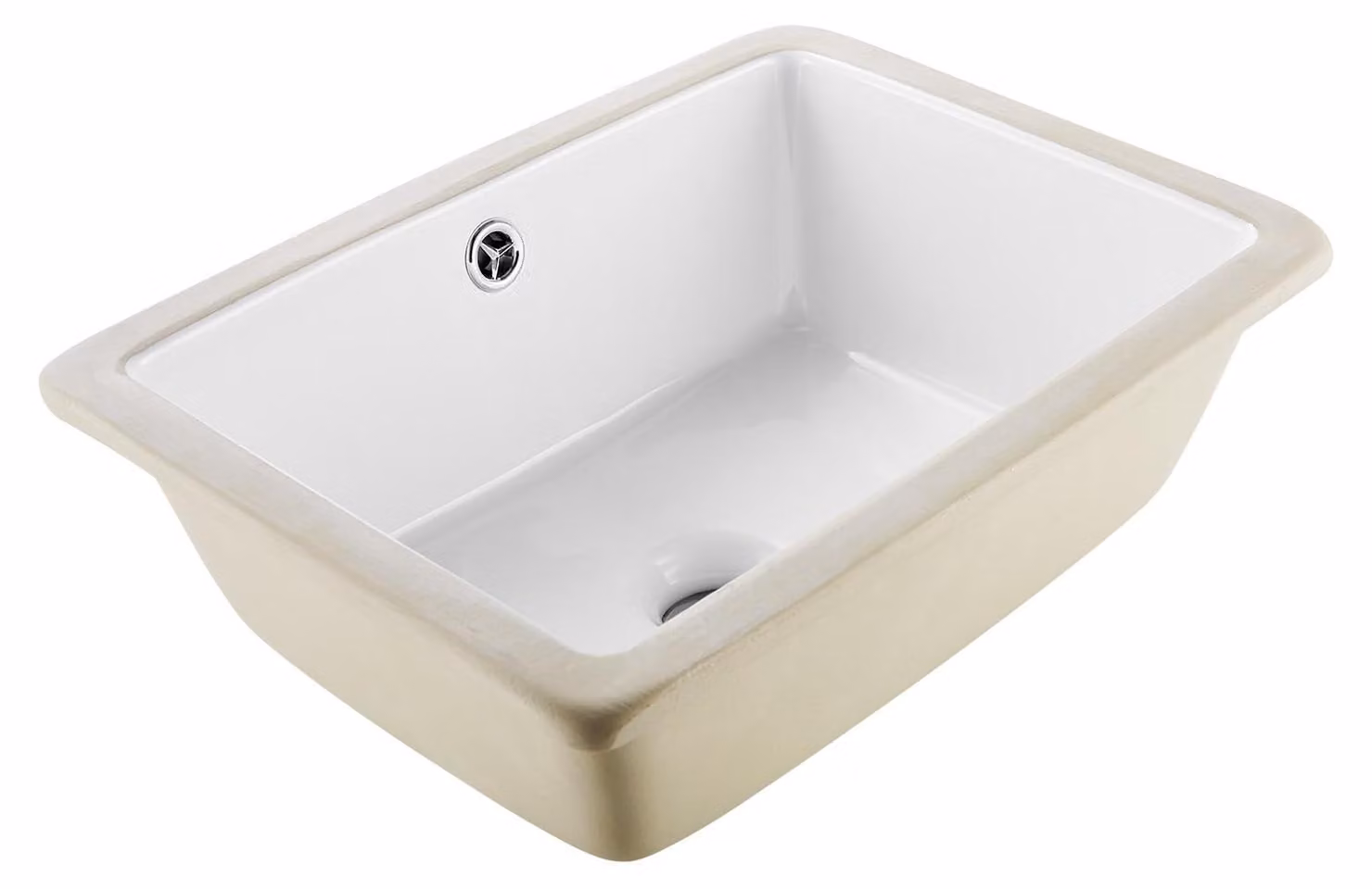 Lavabo in Vetroceramica da appoggio, dimensioni 400x305 mm, con foro di troppo pieno, colore bianco