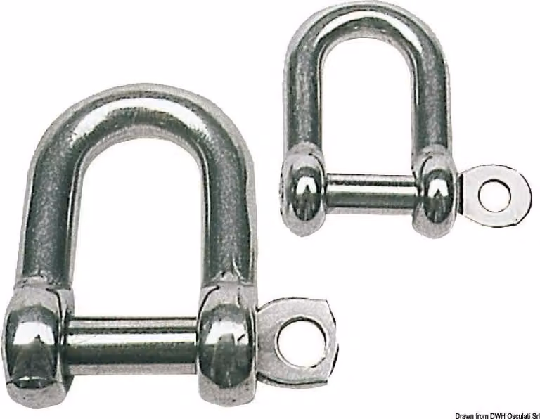 Grillo a D in acciaio inox lucidato AISI 316, 6 mm, Osculati 08.321.06