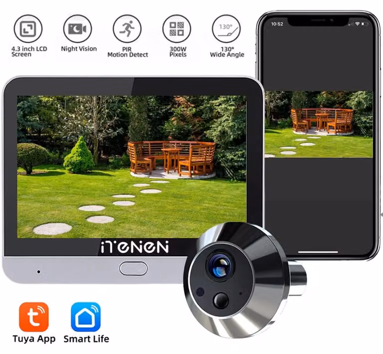 Videocitofono wireless con telecamera da 3MP - Schermo a colori da 4,3 pollici - Per la sicurezza della casa