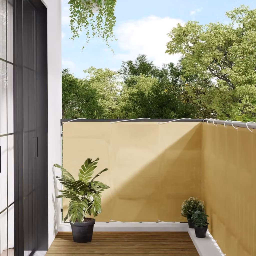 Paravento da balcone vidaXL in poliestere Oxford color sabbia L: 500 cm, H: 120 cm