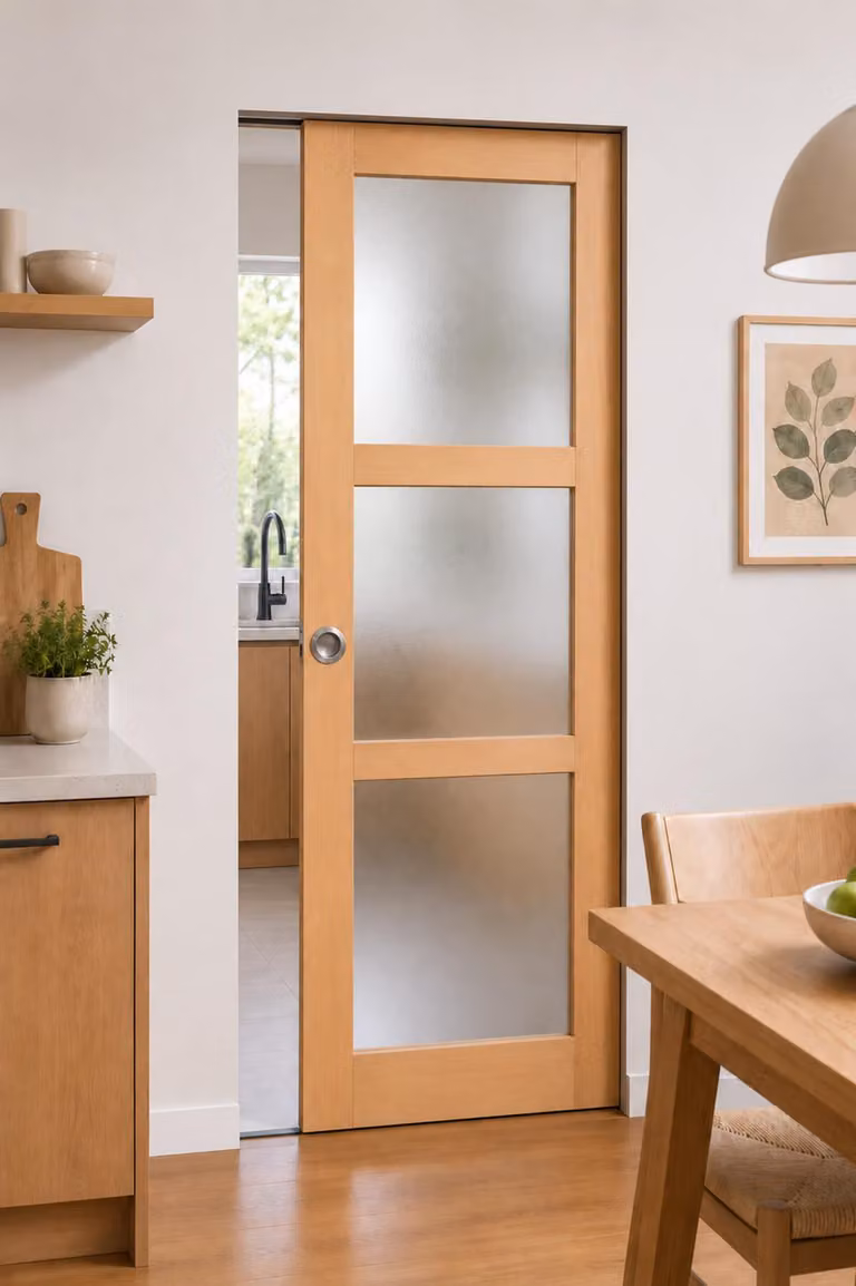 Porta scorrevole in legno Ayous con vetro H204 x L83 cm, incasso Gd Menuiseries