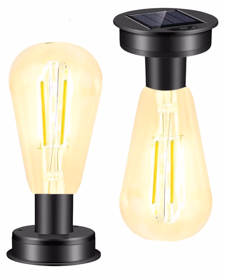 Confezione da 2 lampadine solari, impermeabili, per l'uso in giardino, attacco E26, modello A19, a LED