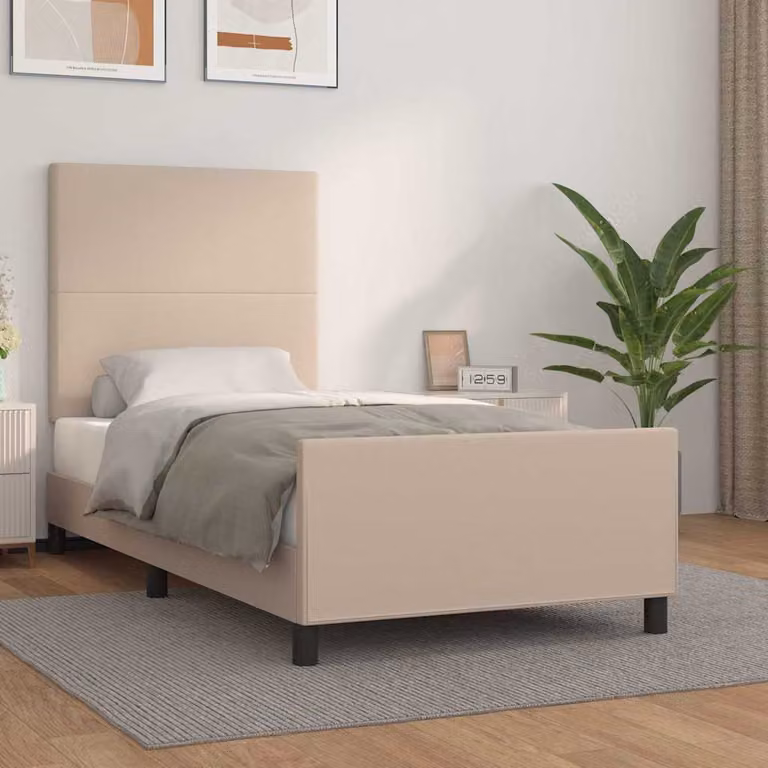 vidaXL Giroletto con Testiera in Similpelle Beige e Marrone L/P/H: 80 x 200 x 128 cm