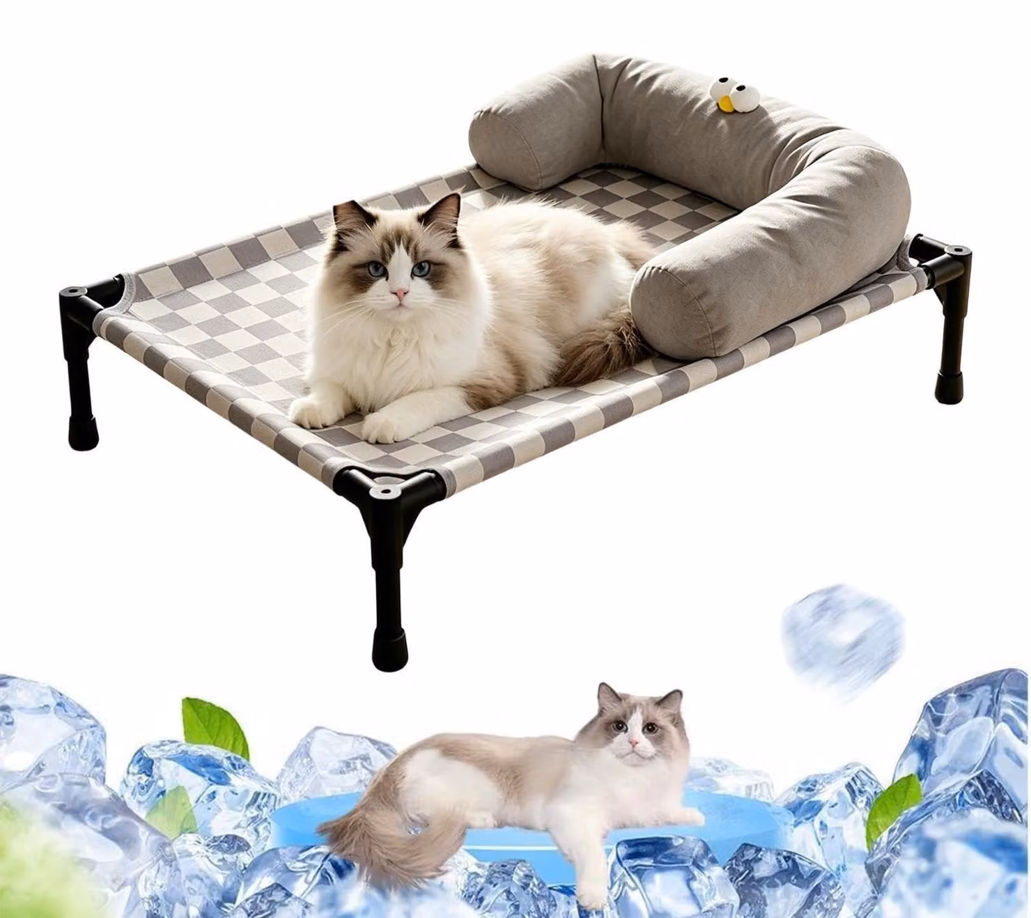 Cuccia rialzata per cani, da esterno, con cuscino