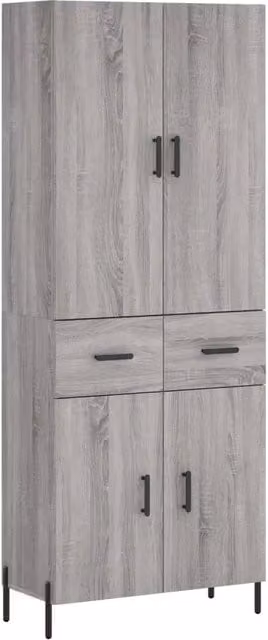 Credenza | Madia | Buffet da pranzo | Armadio da pranzo Grigio Sonoma 69,5x34x180 cm in Legno Multistrato