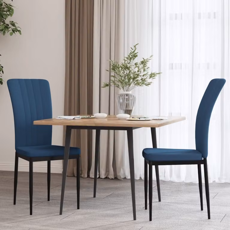 The Living Store Sedie da pranzo 2 pezzi. Velluto blu