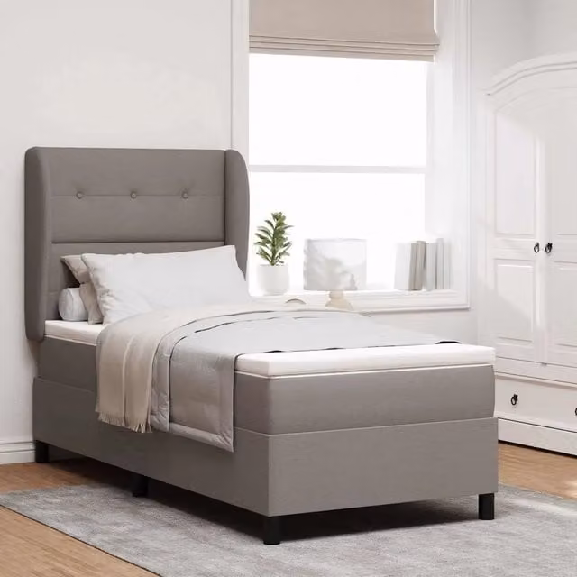Letto a molle con testiera Talpa vidaXL in tessuto beige o grigio L 80 x P 200 cm – 1