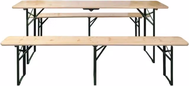 Tavolo da Birreria Pieghevole 2 Panche 220 cm Legno di Abete 42207