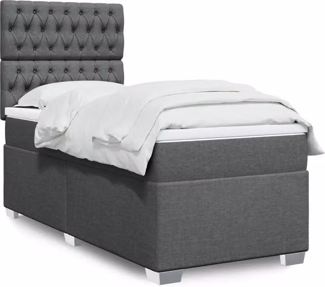 Giroletto a Molle con Materasso Grigio Scuro 90x190 cm Tessuto 3290351