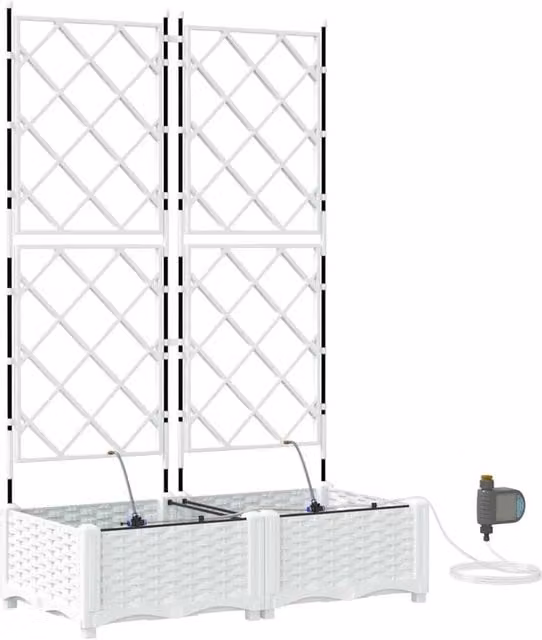 Set di 2 fioriere da giardino dal design moderno 80 x 40 x 126 cm pratiche con sistema di irrigazione acciaio bianco 02_0058613