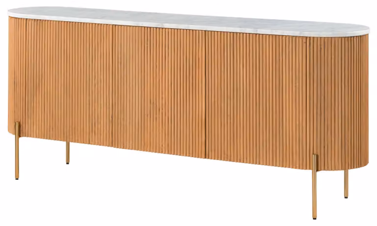 MASSIVMOEBEL24 | Credenza in legno di mango 180x40x76 Laccato marrone - marmo bianco BARCELONA #501