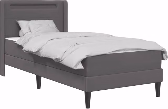 Letto singolo | Letto per adulti | Struttura letto con materasso Grigio 100 x 200 cm Similpelle