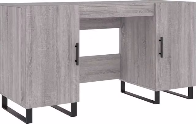 Scrivania da Scrittura Industriale Grigia con Piano in MDF Laminato e Struttura in Metallo L: 140 cm, P: 50 cm, H: 75 cm