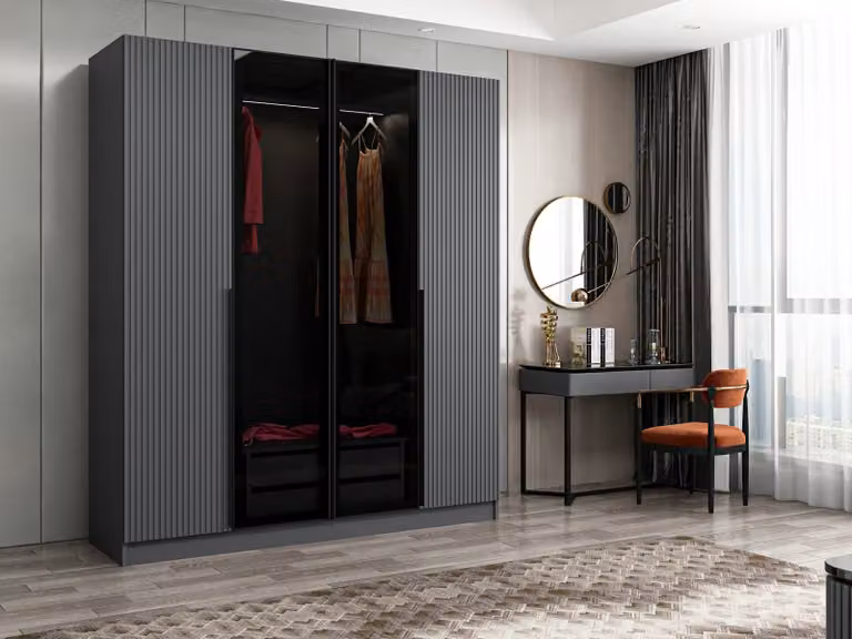 Skye Decor, Kale Plus - 7802, armadio, fumo, 100% pannelli truciolari rivestiti in melamina, 180 x 52 x 210 cm